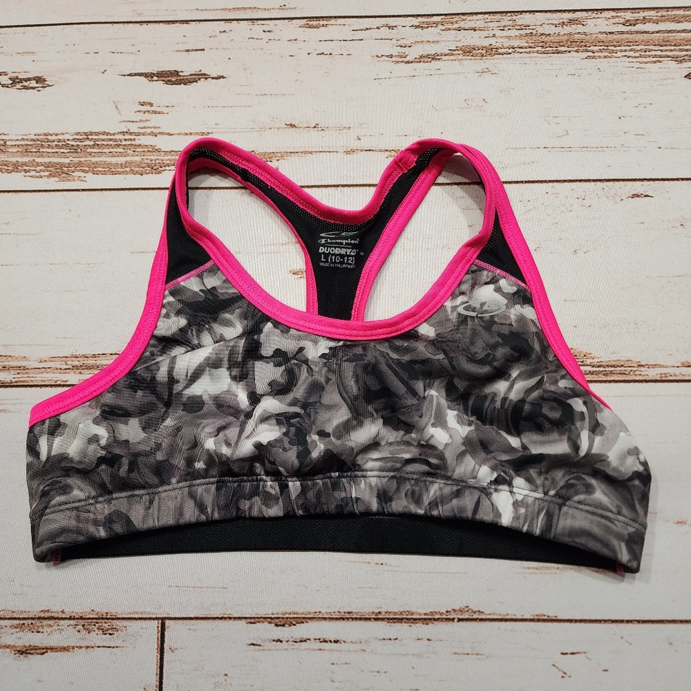 C9 by Champion sports bra black pink printed dance gymnastics L